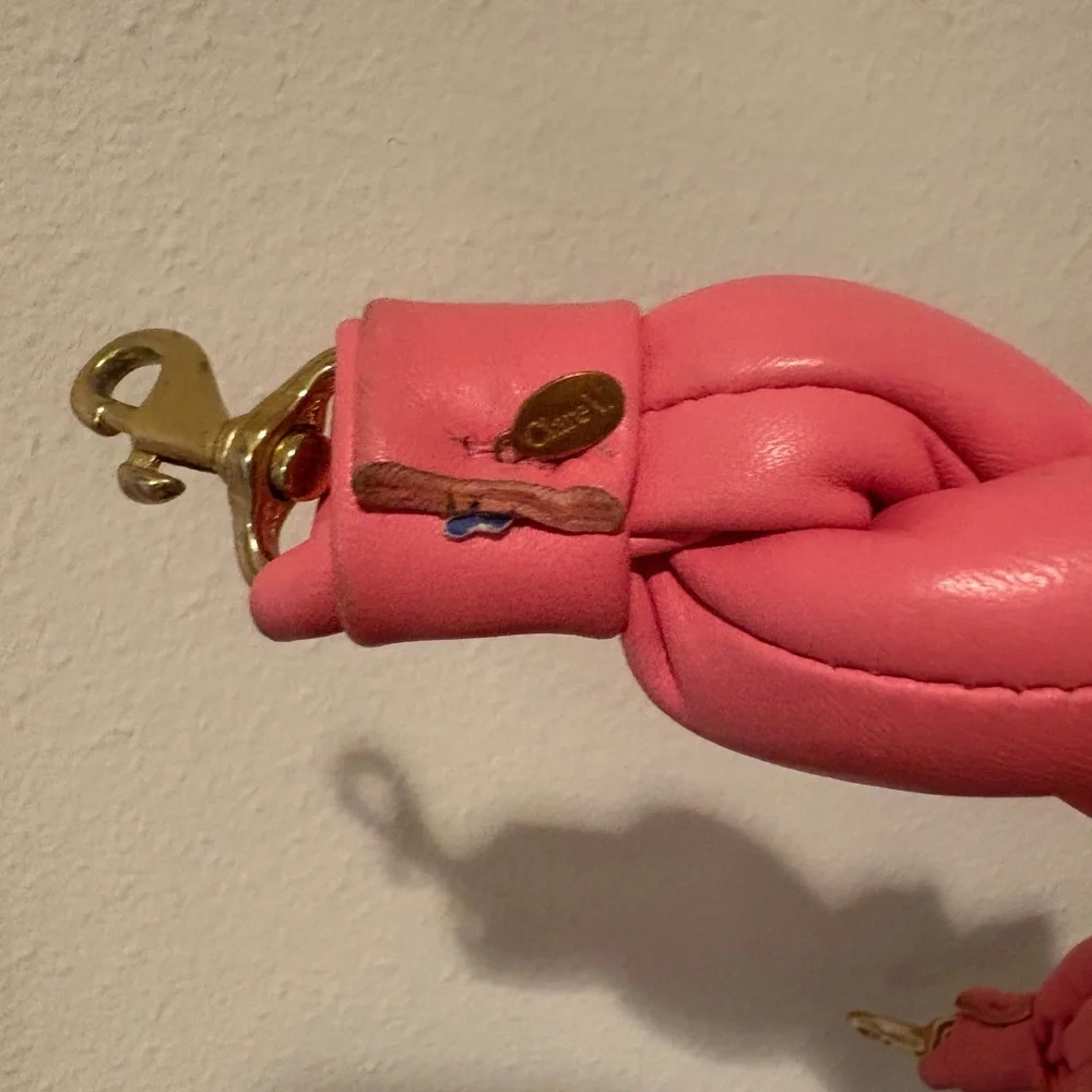 CLARE V Leather Braided Puff Shoulder Strap | Pink | Like New - Picture 3 of 5
